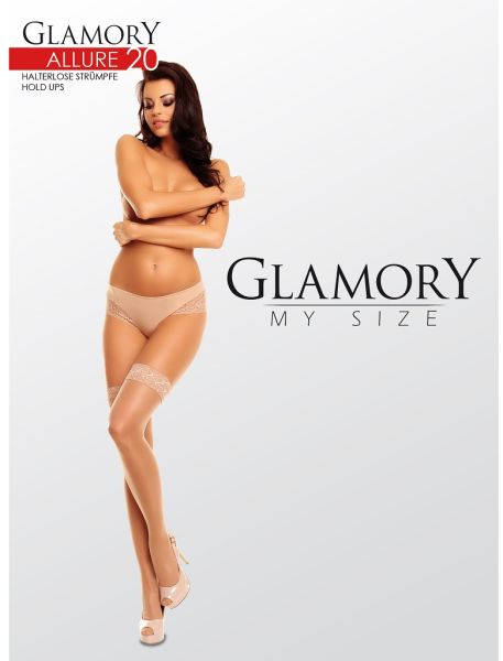 Glamory Allure 20, Halterloser Strumpf, transparent, glänzend, 1 Paar